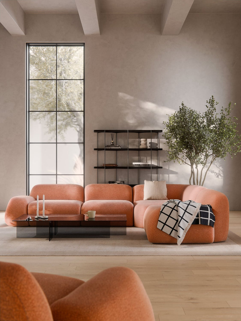 Wolke Round Corner Module — Terracotta