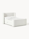 Perla Bouclé-Box-Spring Bed with Storage — Off-White