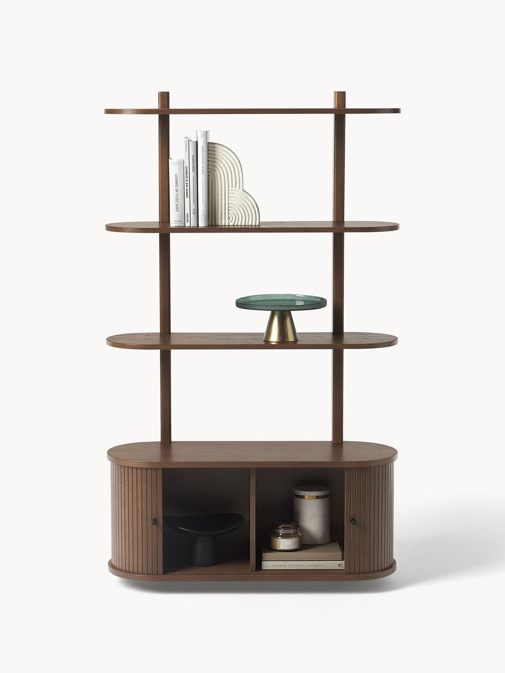 Calary Wall Shelf with Fluted Front — Dark Grey
