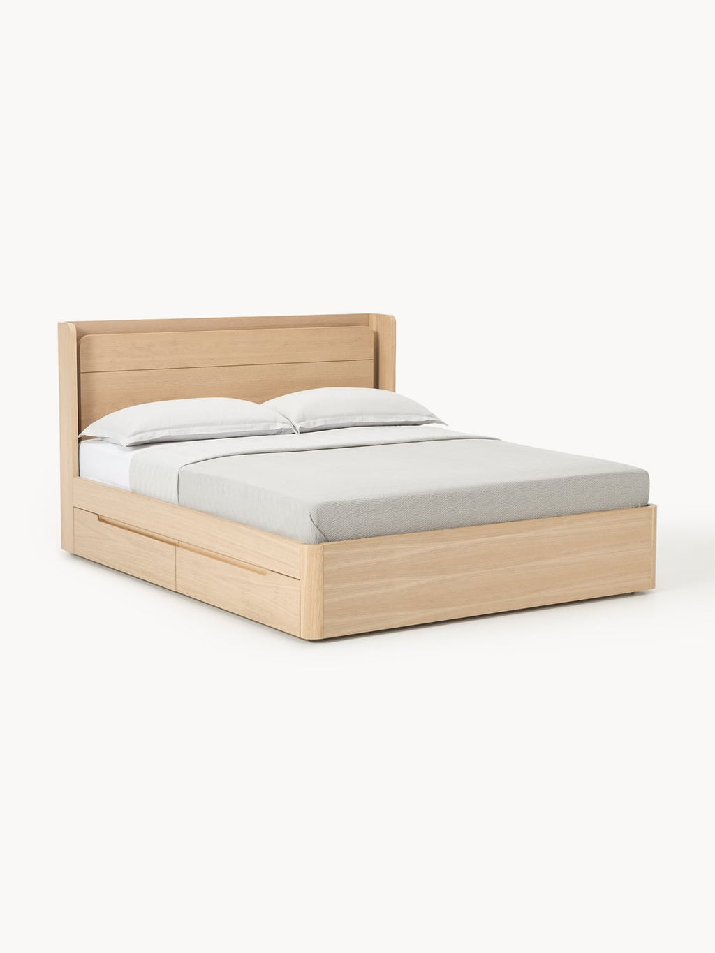 Allow Wooden Bed with Drawers — Beige