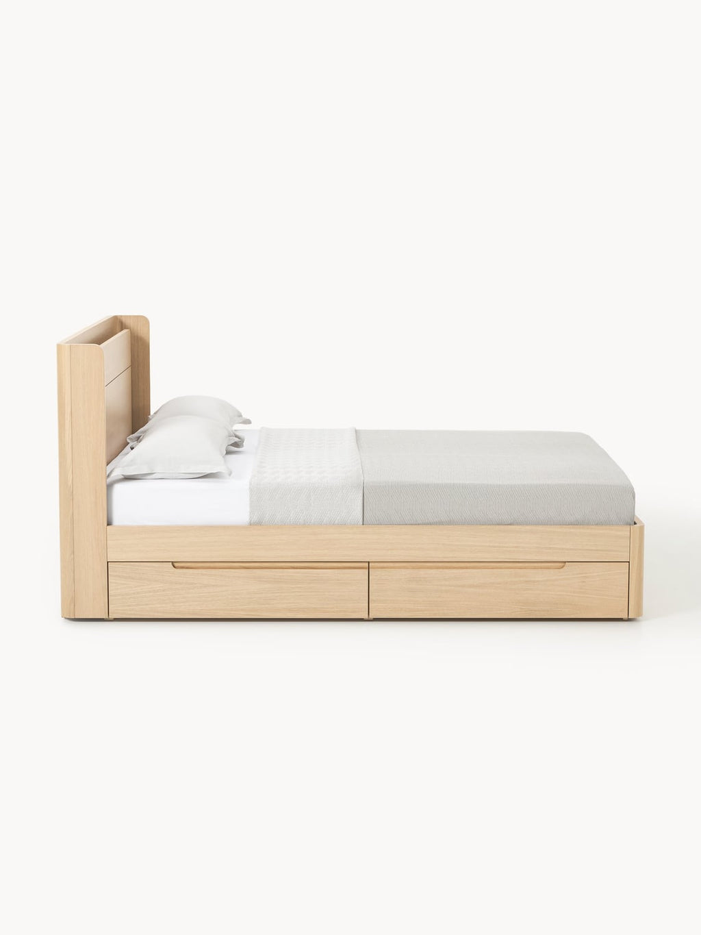 Allow Wooden Bed with Drawers — Beige
