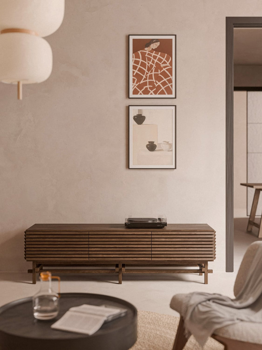 Pierce Small Lowboard in Oak — Dark Grey