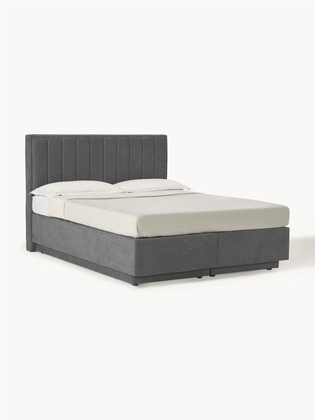 Livia Box-Spring Bed with Storage — Taupe