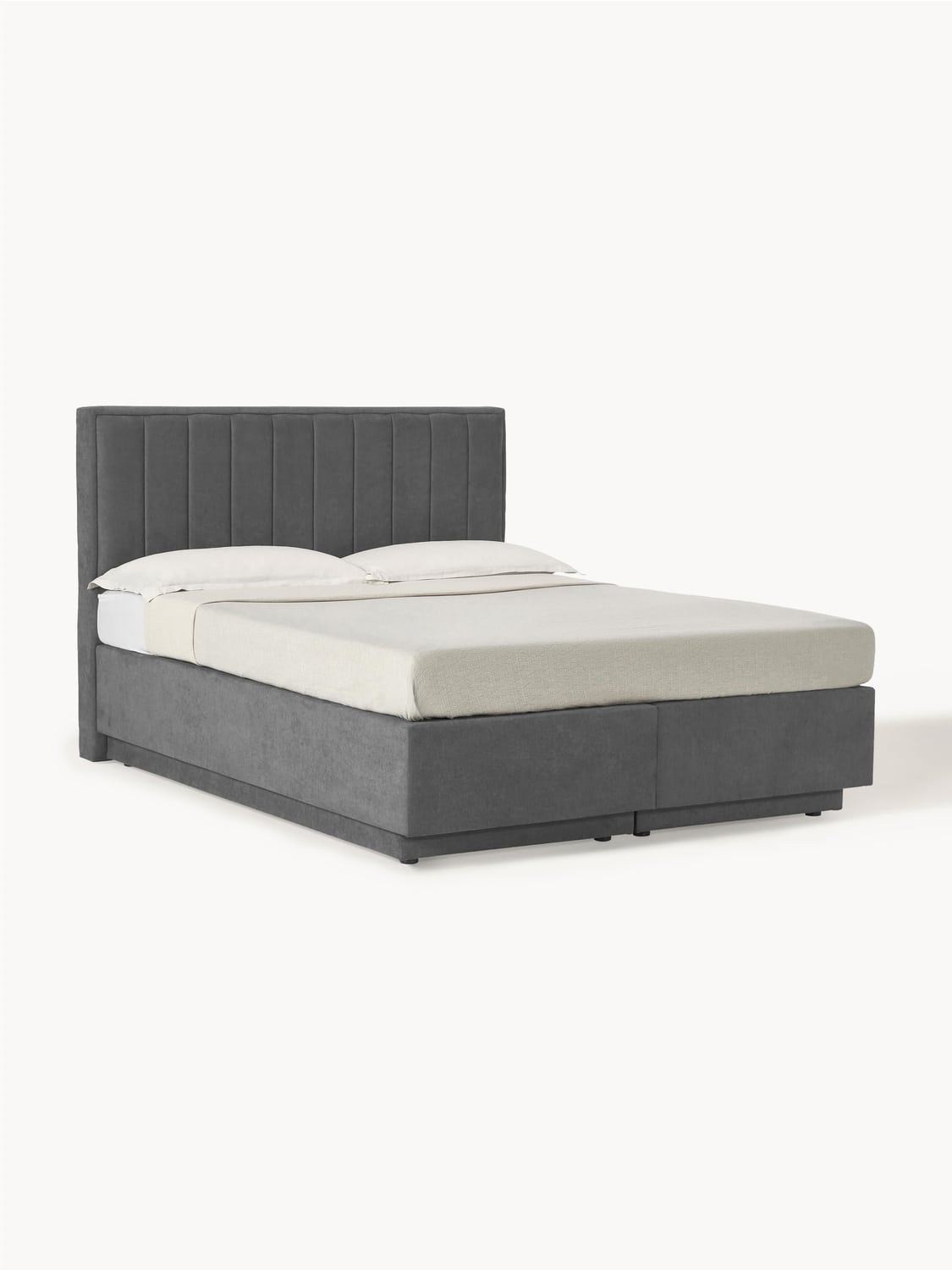 Livia Box-Spring Bed with Storage — Taupe