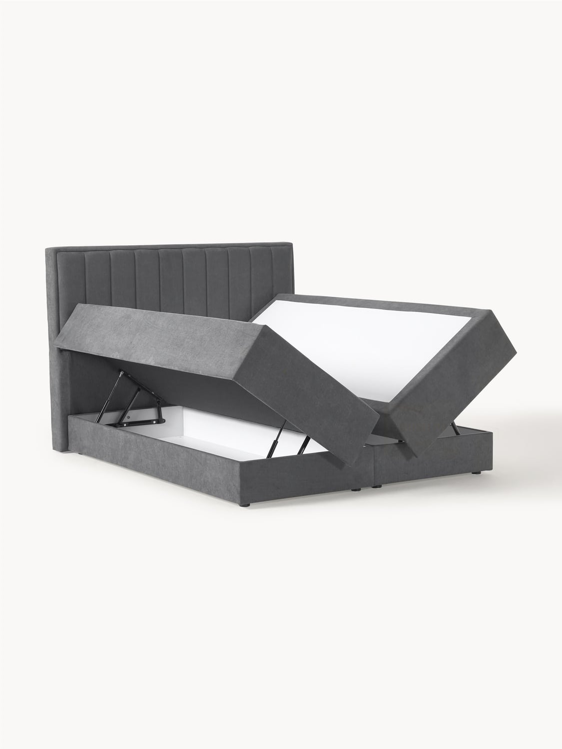 Livia Box-Spring Bed with Storage — Taupe
