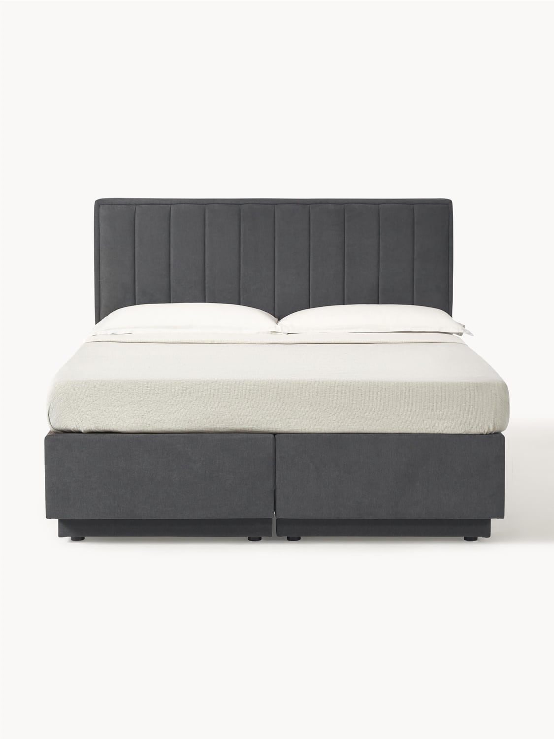 Livia Box-Spring Bed with Storage — Taupe