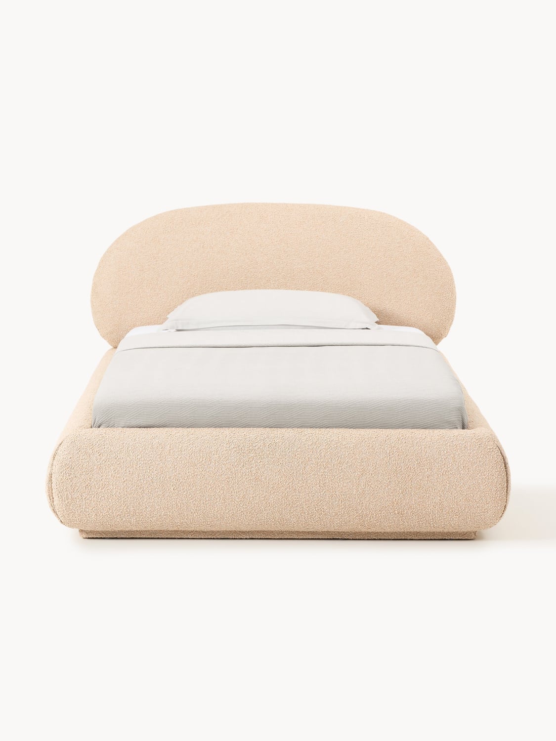Alba Bouclé-Upholstered Single Bed with Storage — Blush