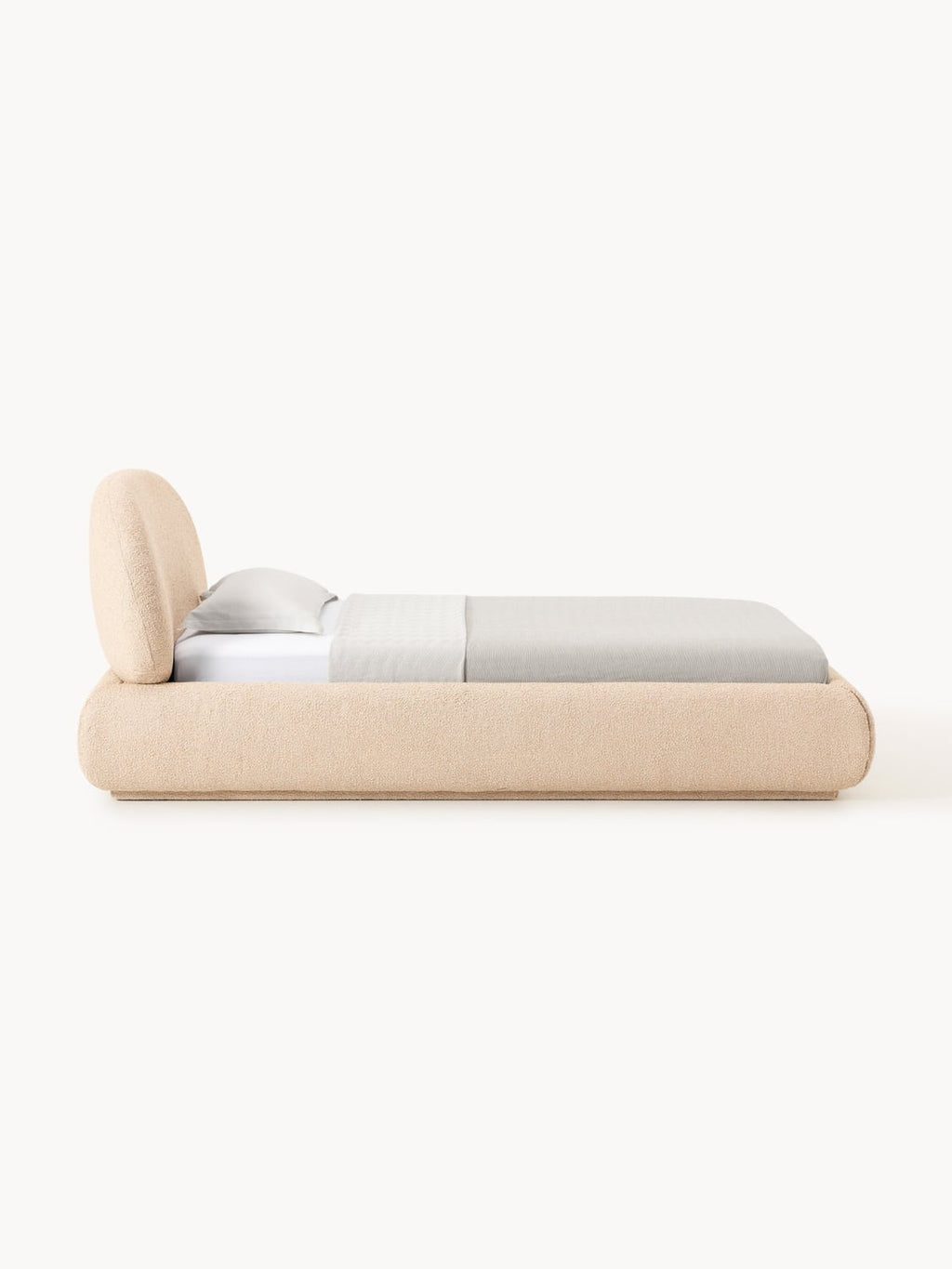 Alba Bouclé-Upholstered Single Bed with Storage — Blush