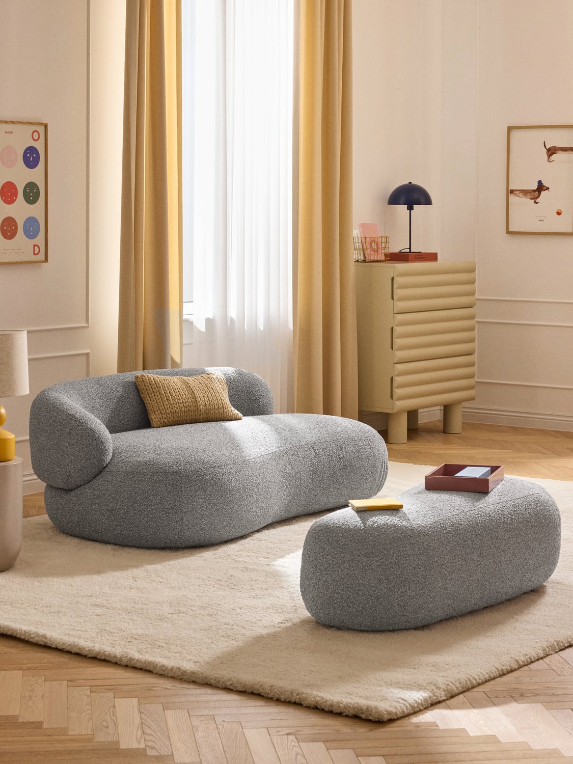 Alba XL Sofa Ottoman in Bouclé — Taupe
