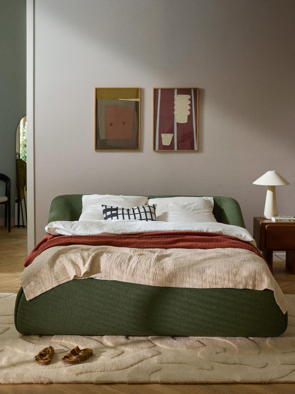Sofia Bouclé Upholstered Bed — Taupe