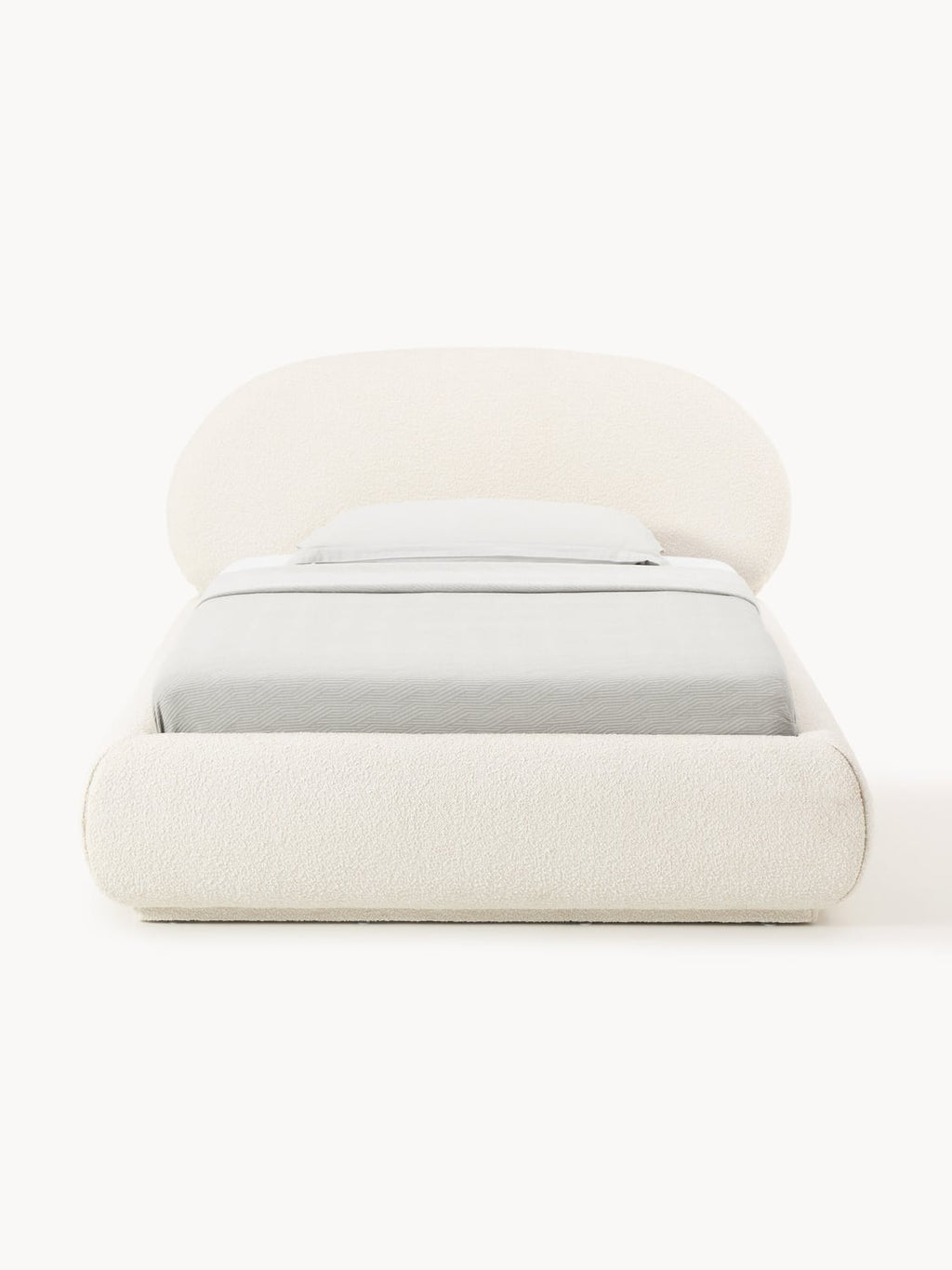Alba Bouclé-Upholstered Single Bed — Off-White