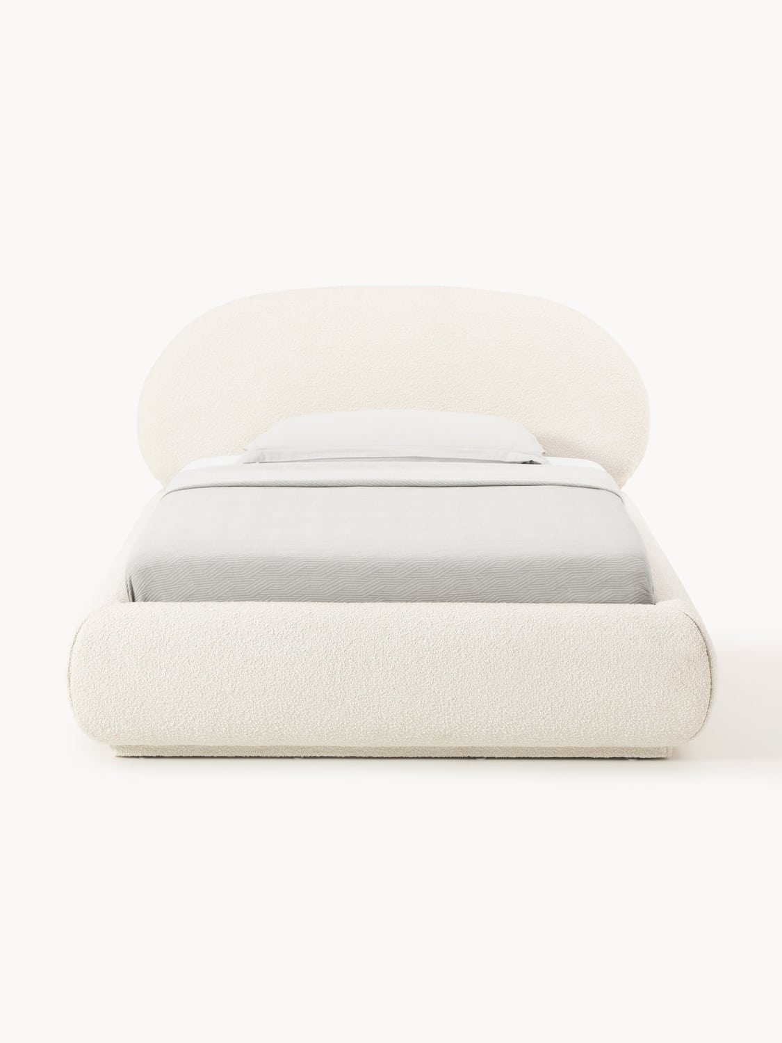 Alba Bouclé-Upholstered Single Bed — Off-White
