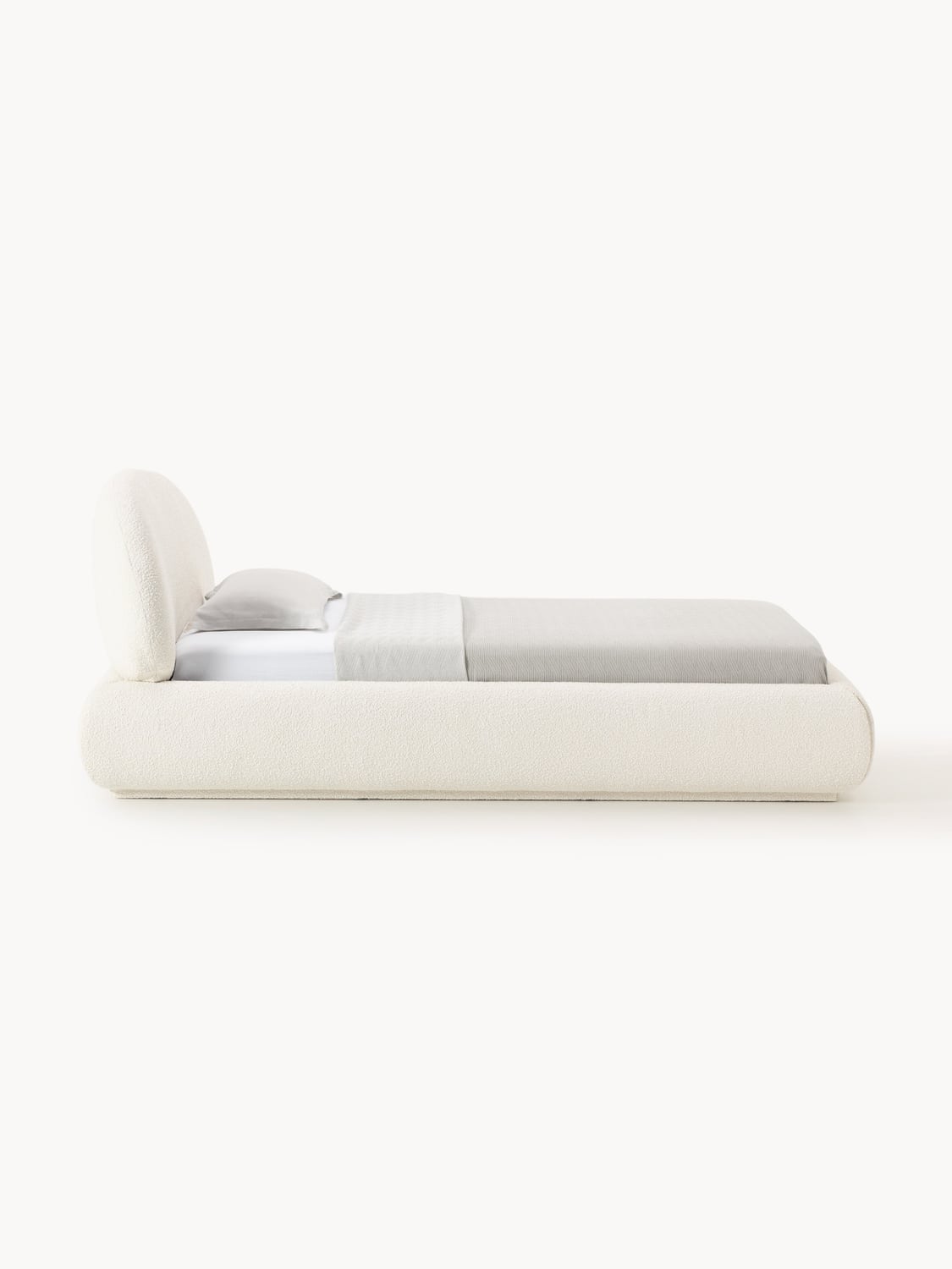 Alba Bouclé-Upholstered Single Bed — Off-White