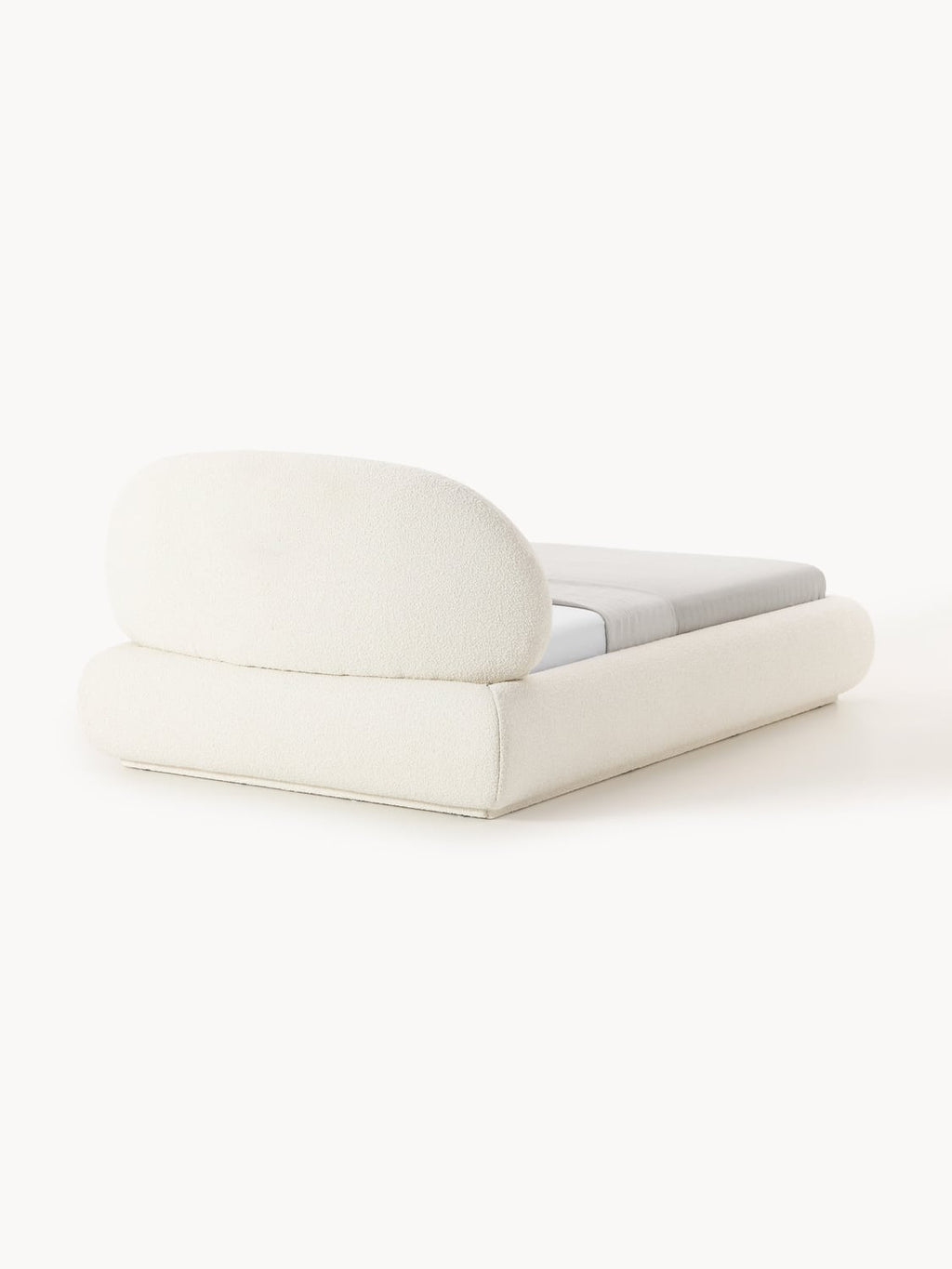 Alba Bouclé-Upholstered Single Bed — Off-White