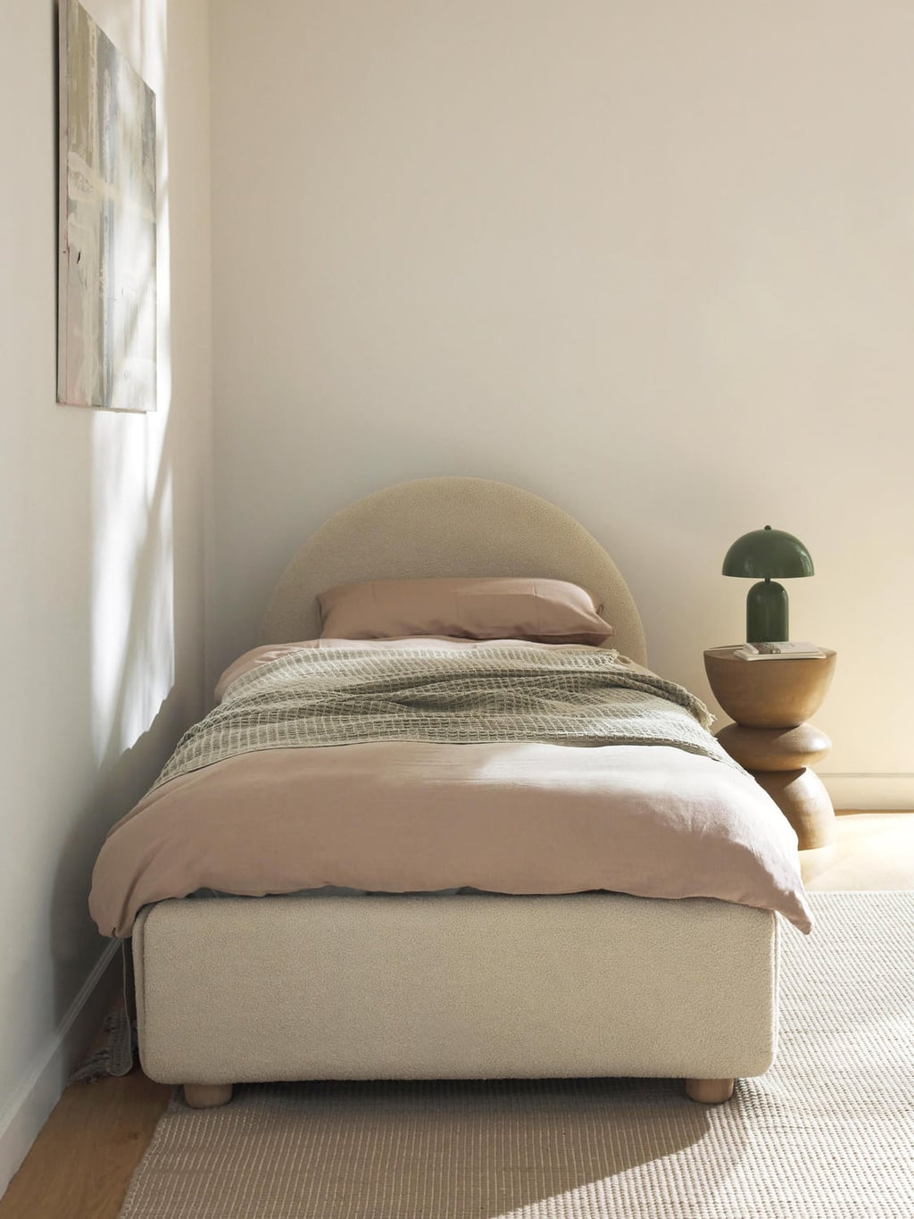 Ebba Teddy-Single Bed with Storage — Light Grey