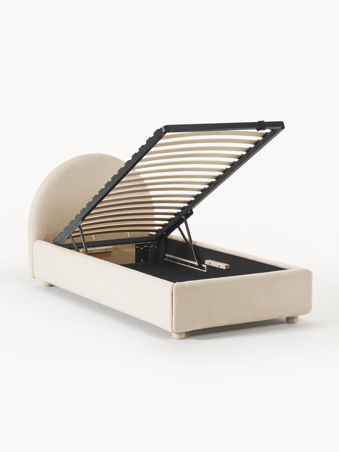 Ebba Teddy-Single Bed with Storage — Light Grey