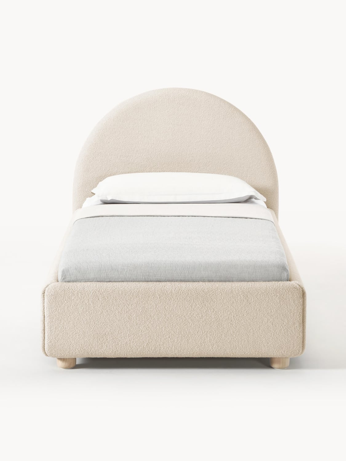 Ebba Teddy-Single Bed with Storage — Light Grey