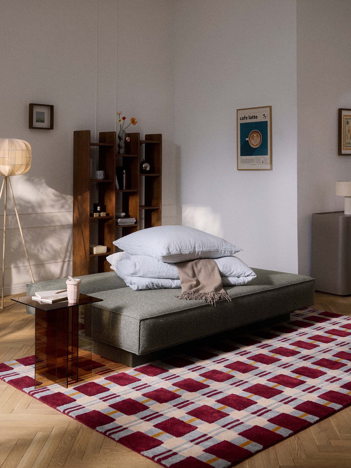 David Bouclé-Sofa Bed with Storage — Dark Grey