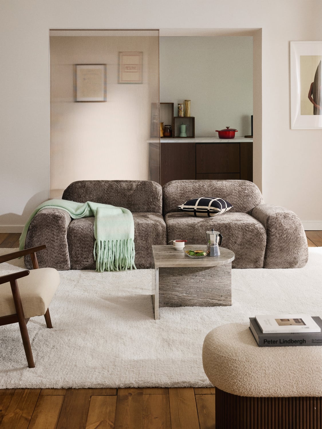 Wolke Modular Teddy Bouclé Sofa (3-seater) — Taupe