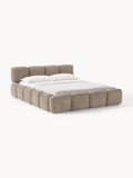 Tayla Upholstered Bed in Teddy Bouclé with Storage — Sage