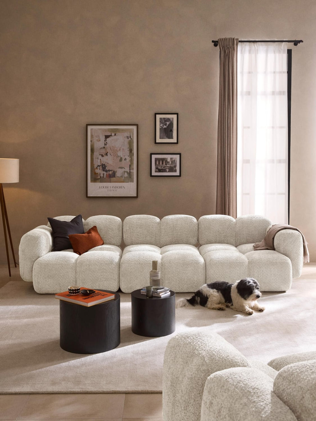 Tayla Modular Sofa (4-seater) in Teddy Bouclé — Off-White