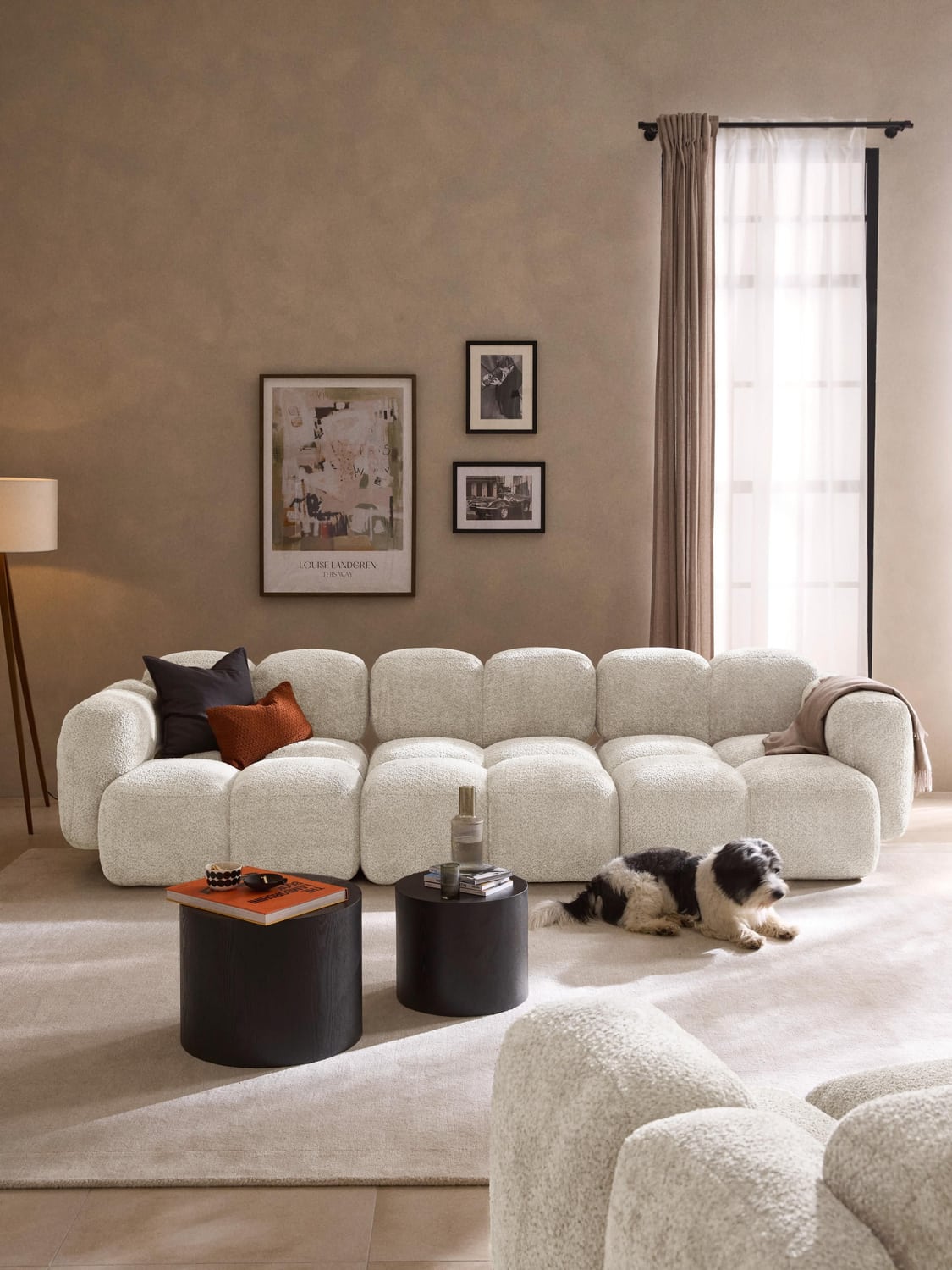 Tayla Modular Sofa (4-seater) in Teddy Bouclé — Off-White