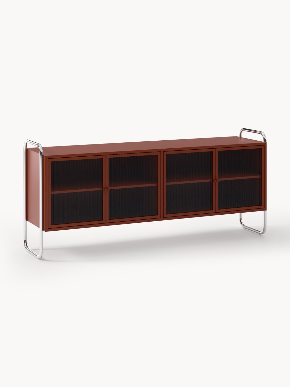 Robyn Metal-Sideboard with Glass-Front — Brown