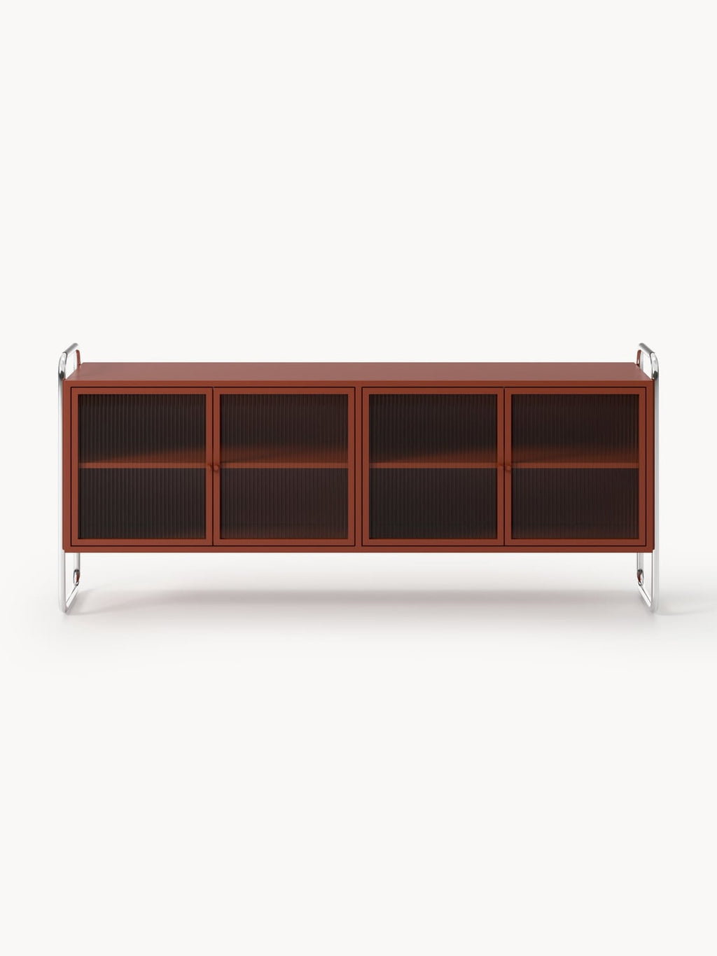 Robyn Metal-Sideboard with Glass-Front — Brown