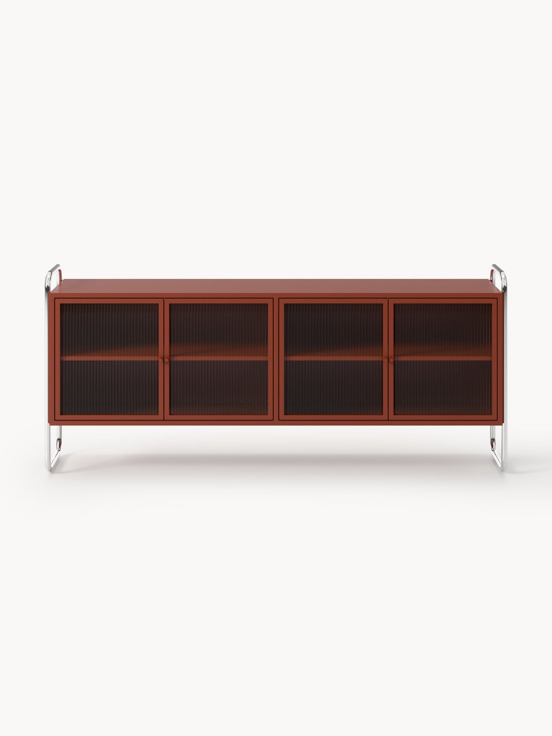 Robyn Metal-Sideboard with Glass-Front — Brown