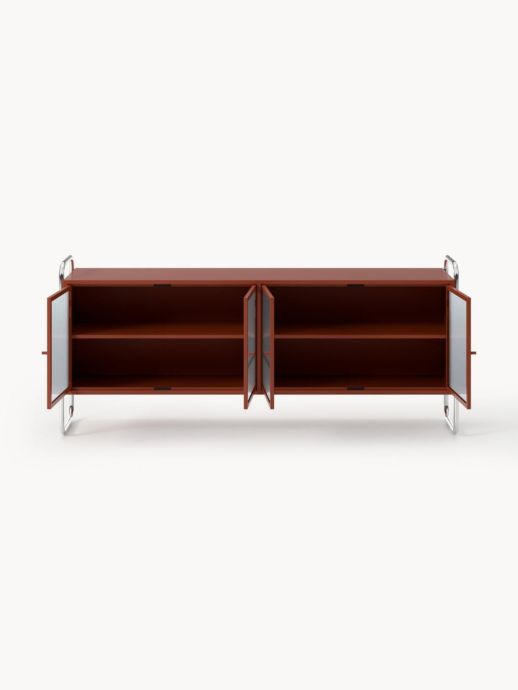 Robyn Metal-Sideboard with Glass-Front — Brown