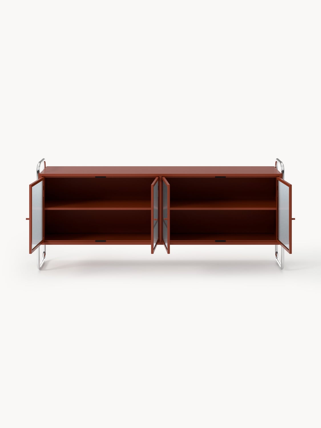 Robyn Metal-Sideboard with Glass-Front — Brown
