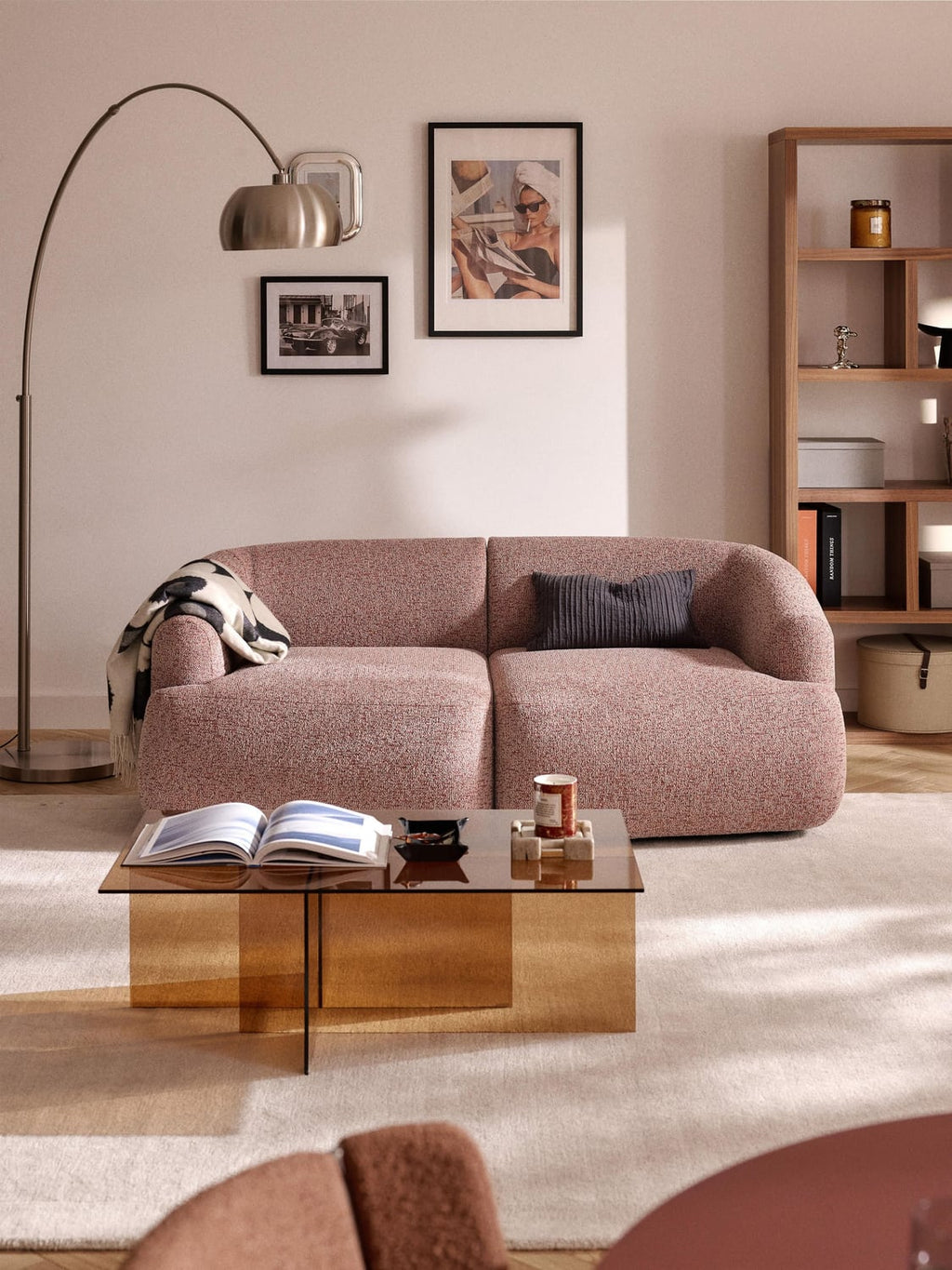 Sofia Modular Bouclé Sofa (2-seater) — Warm Grey