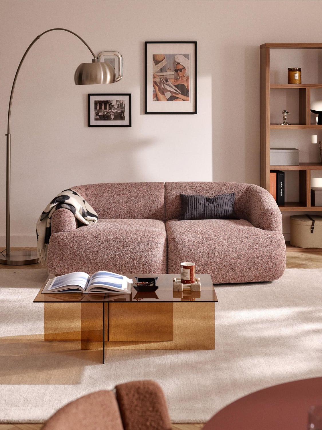 Sofia Modular Bouclé Sofa (2-seater) — Warm Grey