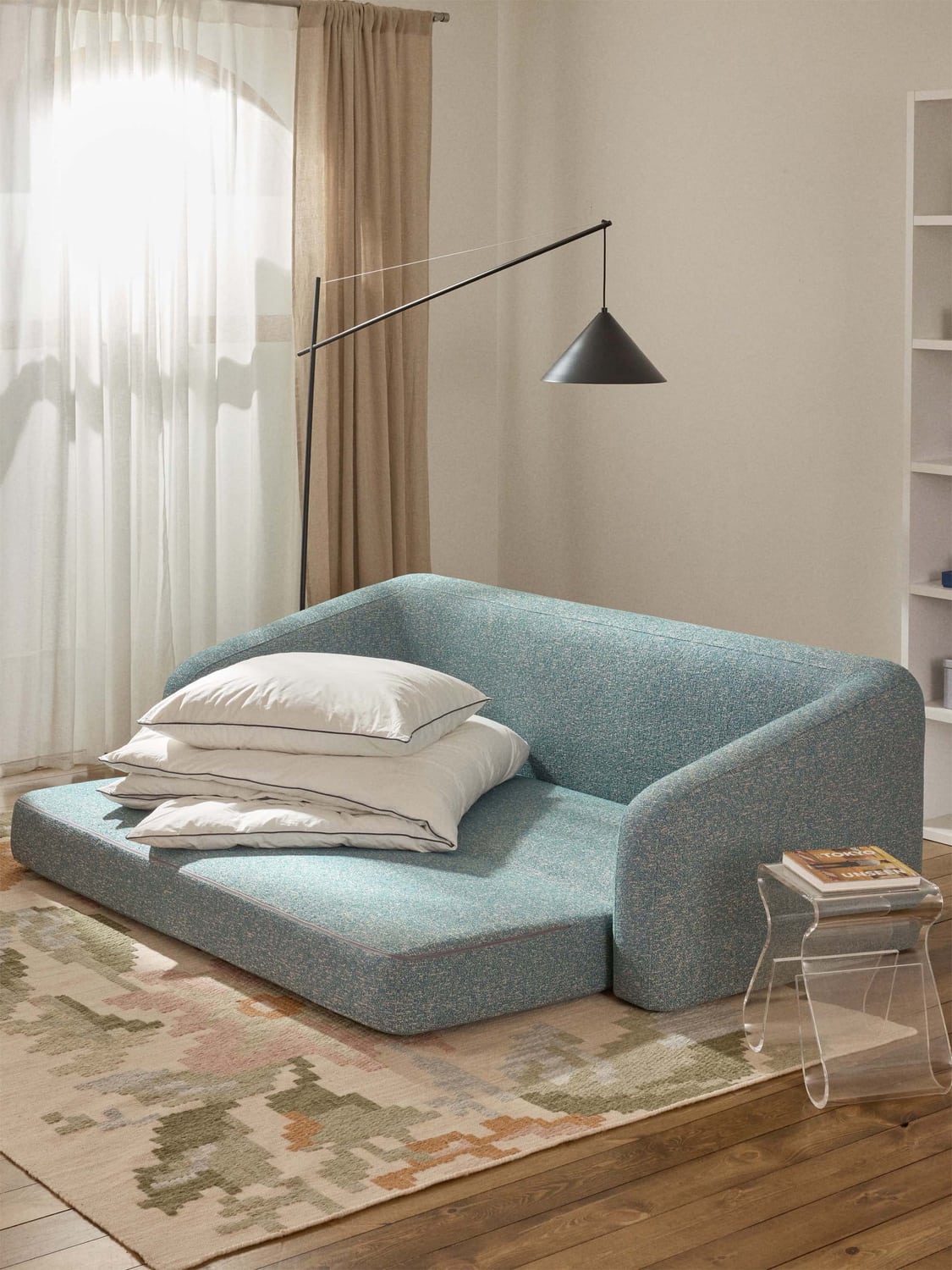 Eliot Bouclé-Sofa Bed (3-seater) — Grey