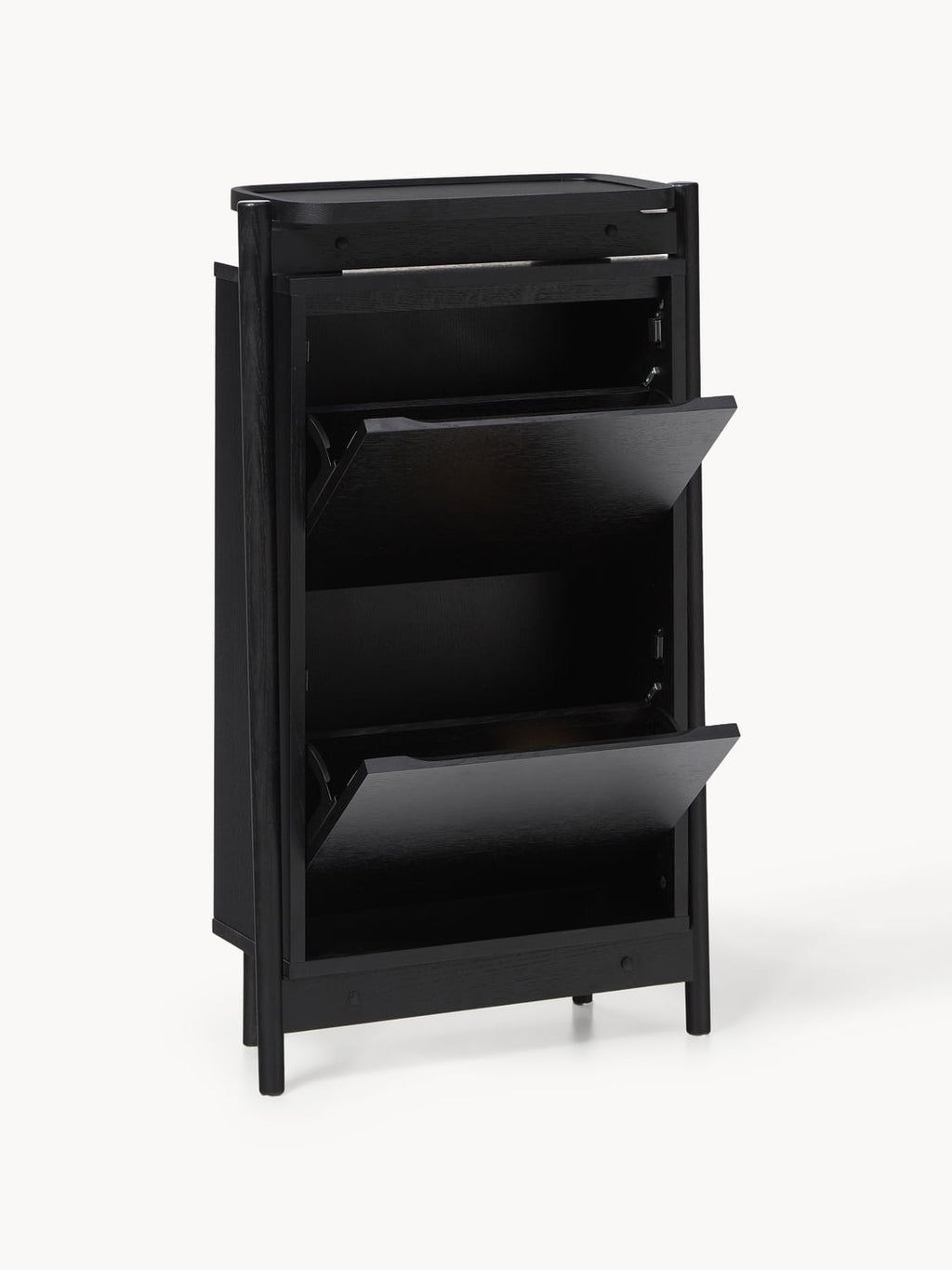 Libby Wood-Shoe Cabinet with Folding Compartments — Charcoal