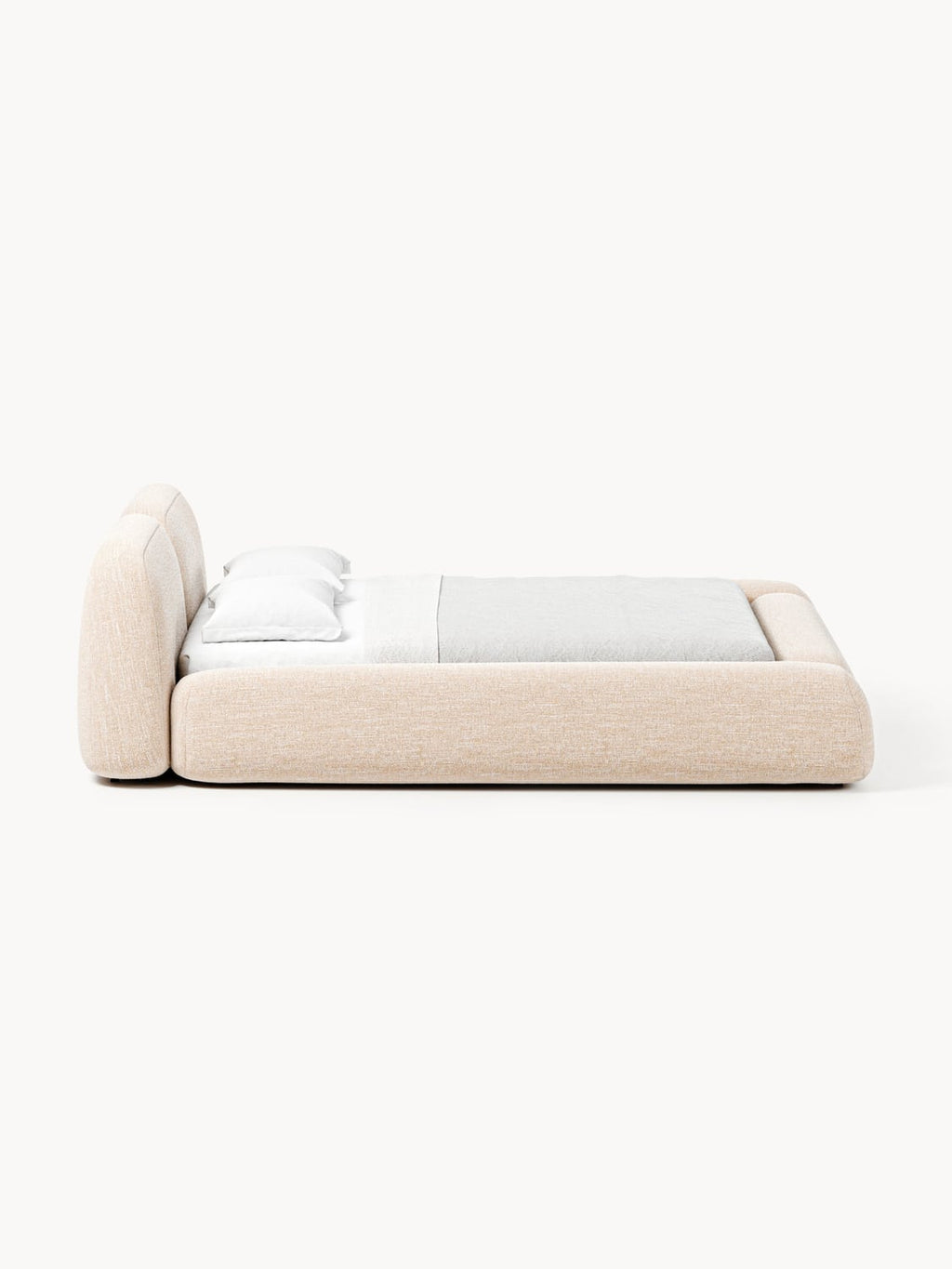 Wolke Bouclé Upholstered Bed — Ivory