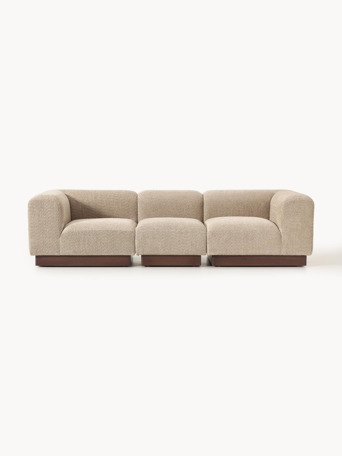 Natalie Modular Sofa (3-seater) in Teddy Bouclé — Warm Grey