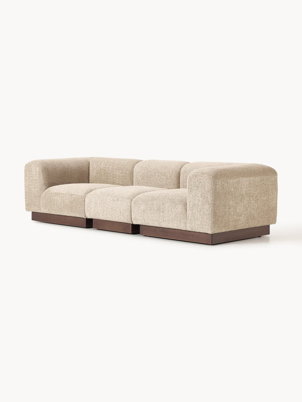 Natalie Modular Sofa (3-seater) in Teddy Bouclé — Warm Grey