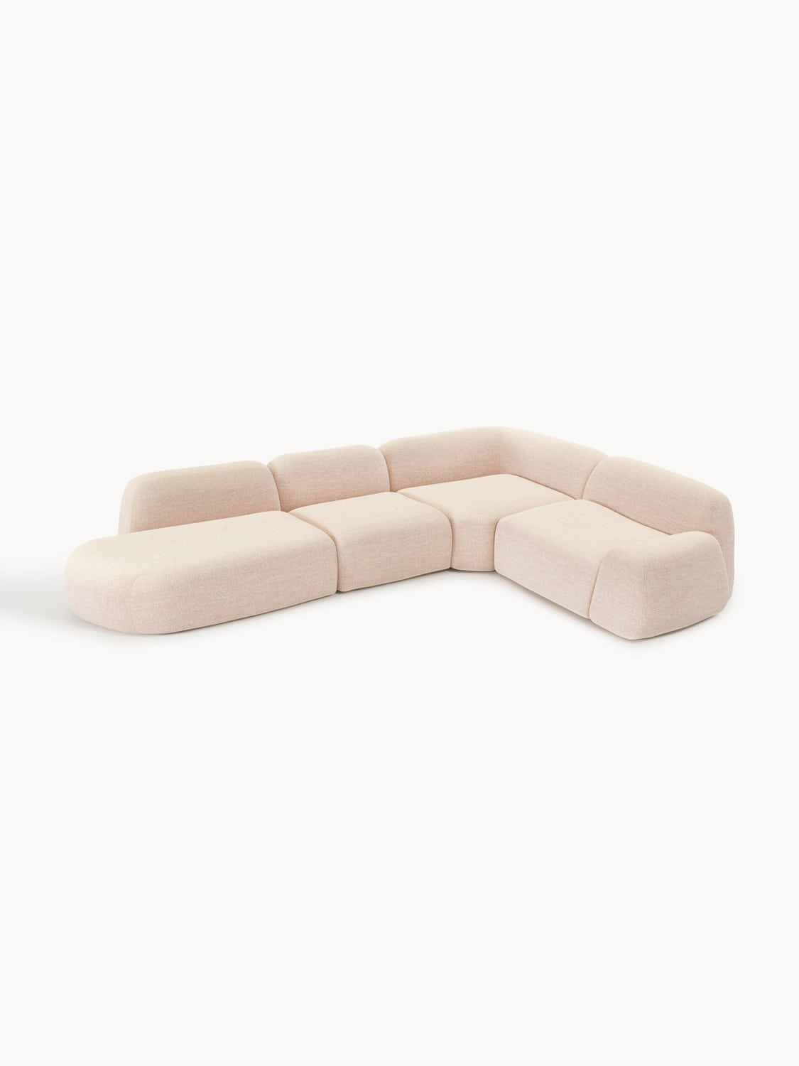 Wolke Modular Bouclé-XL Corner Sofa with Chaise Longue — Rose