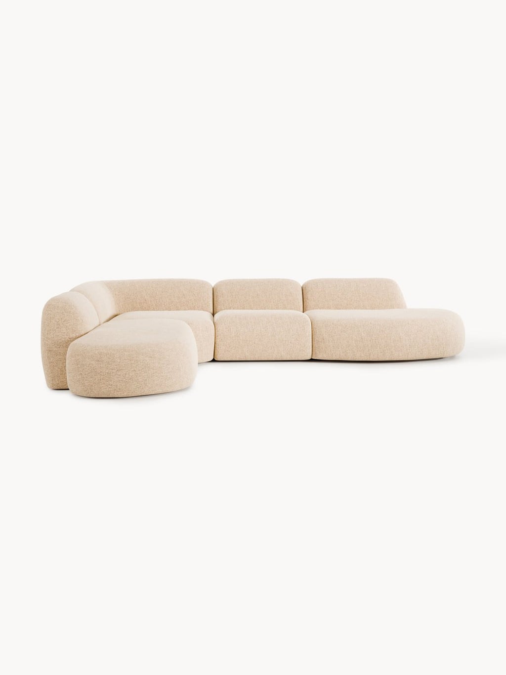 Wolke Modular Bouclé-XL Corner Sofa with Chaise Longue — Powder Pink