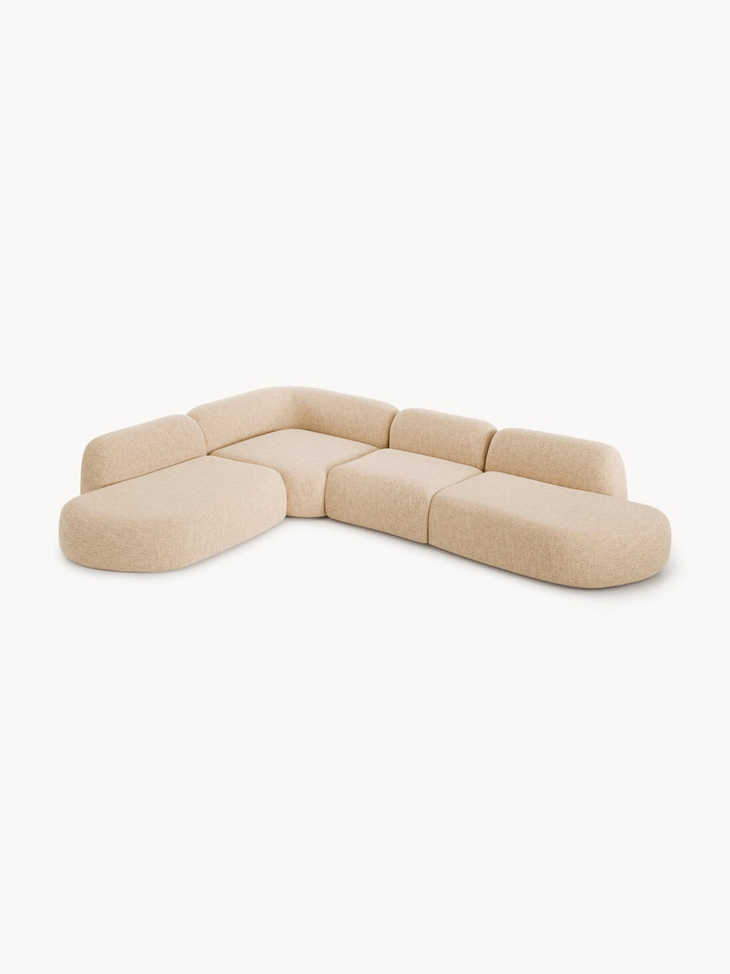 Wolke Modular Bouclé-XL Corner Sofa with Chaise Longue — Powder Pink
