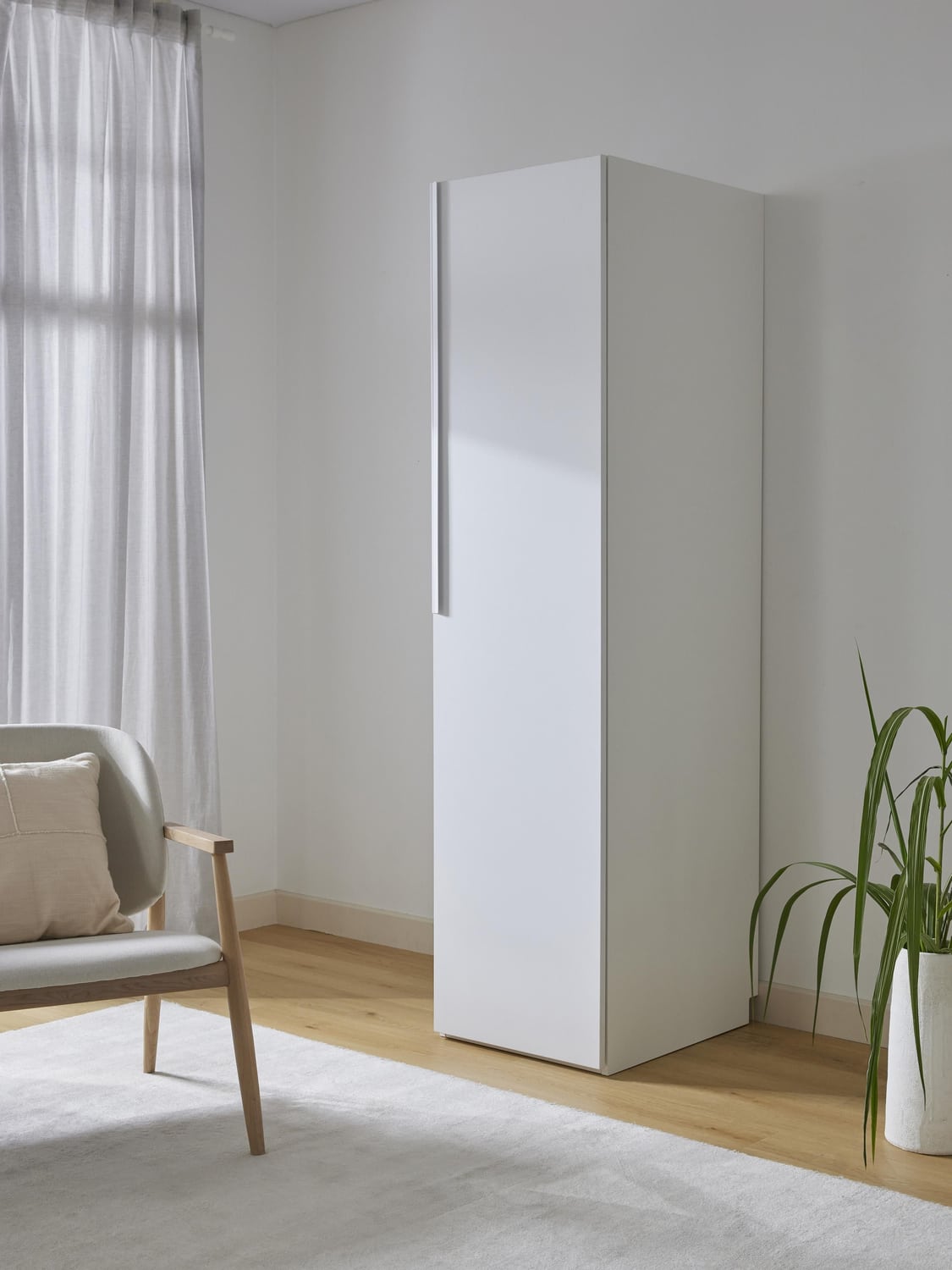 Leon Modular Hinged-Door Wardrobe, 50 cm Width, in various sizes — White
