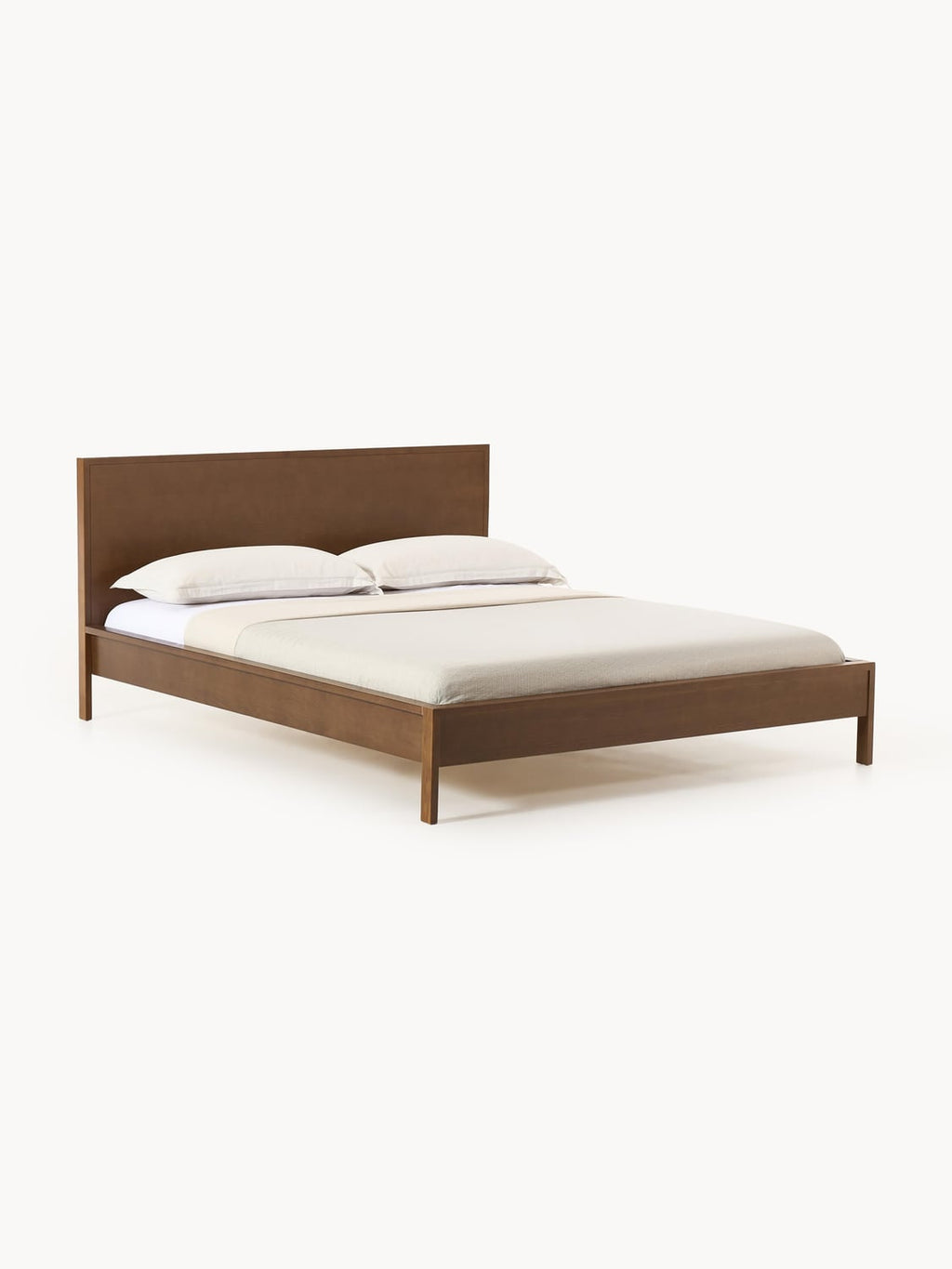 Tammy Wooden Bed with Headboard — Warm Grey
