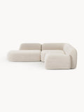Wolke Modular Bouclé Corner Sofa (4-seater) with Chaise Longue — Light Grey