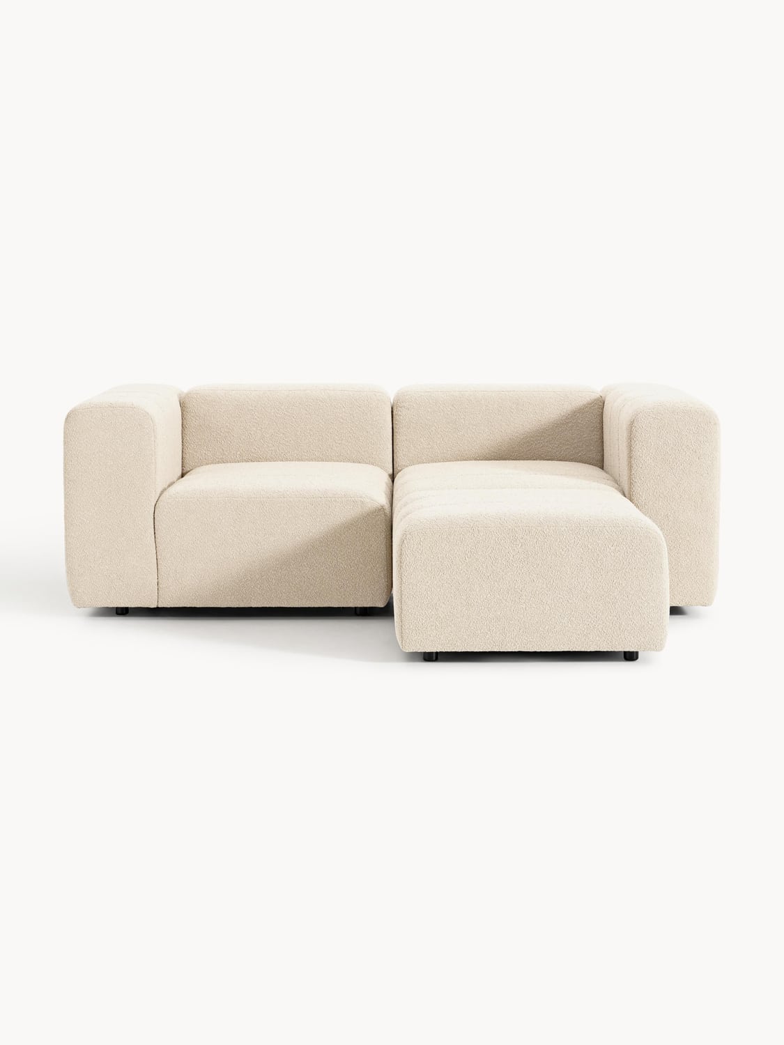 Lena Modular Bouclé Sofa (3-seater) with Ottoman (left/right) — Beige