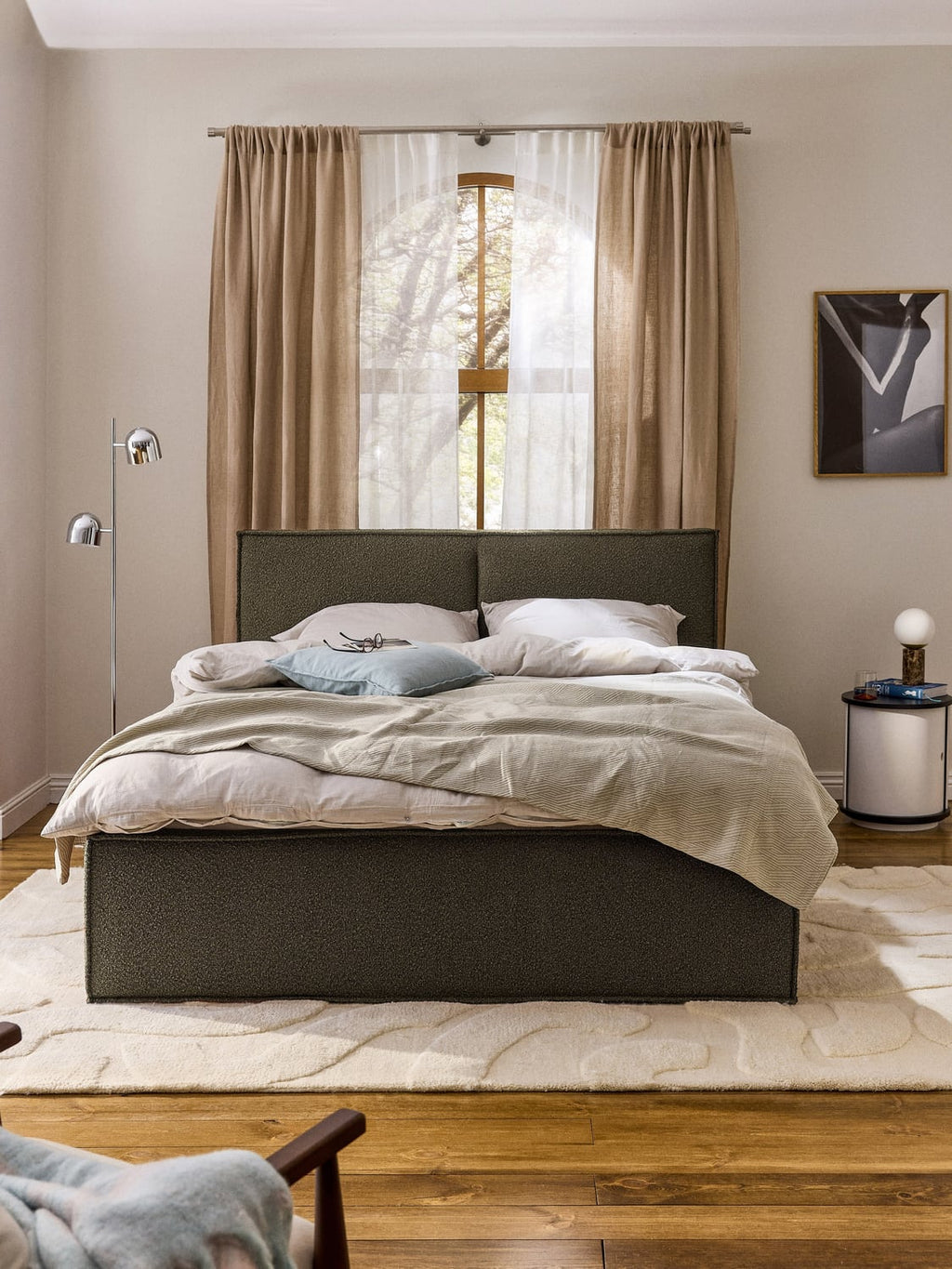 Dream Bouclé Upholstered Bed — Dark Grey