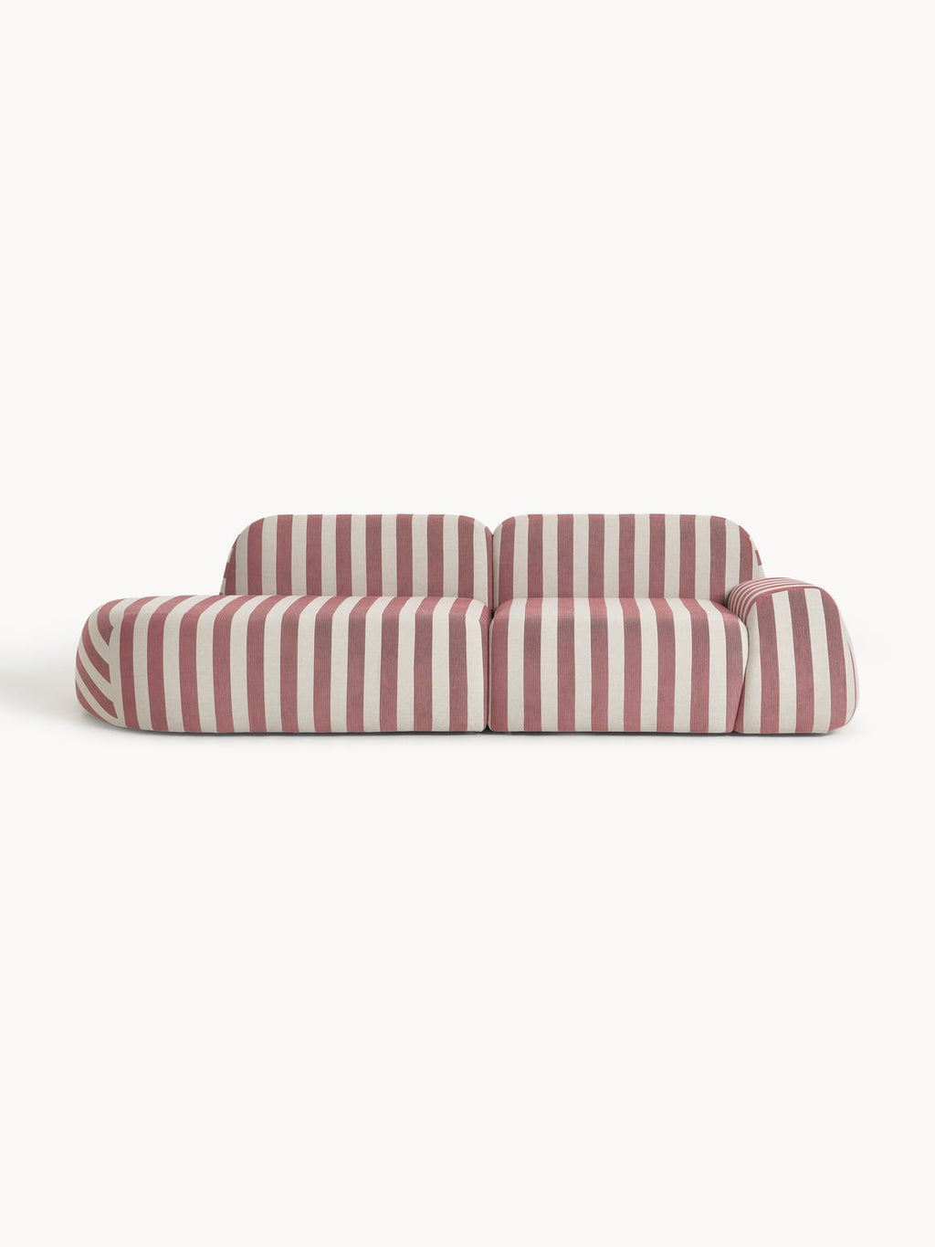 Wolke Modular Striped Chaise (3-seater) — Warm Grey