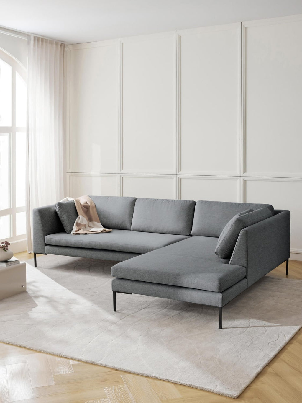 Emma Corner Sofa with Metal Legs — Taupe
