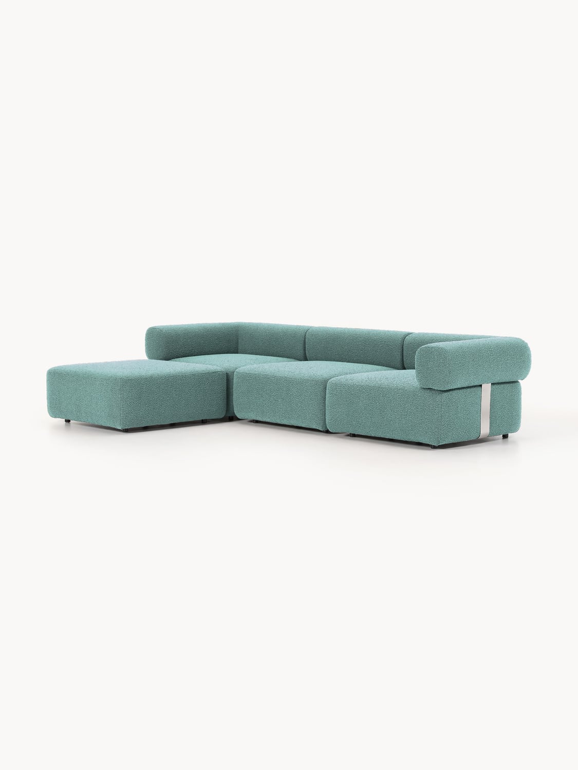 Anton Modular Bouclé Sofa (4-seater) with Ottoman (left/right) — Grey