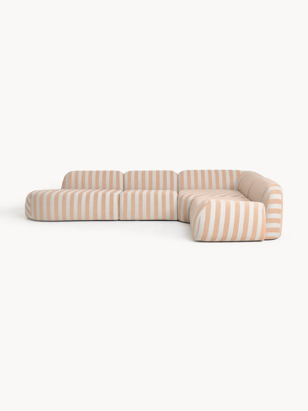 Wolke Modular Striped XL Corner Sofa with Chaise Longue — Beige